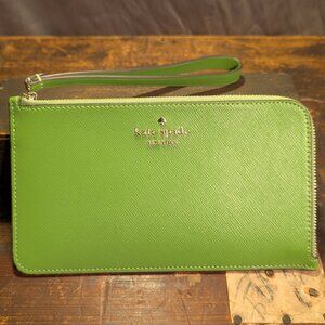 Kate Spade "Lucy" Medium L-Zip Saffiano Leather Wristlet - Lime Green KD546